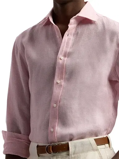 Ralph Lauren Purple Label Men's Houndstooth Linen Shirt - Soft Pink - Size Small | Thumbnail 8 Ralph Lauren Purple Label Men's Houndstooth Linen Shirt - Soft Pink - Size Small | Thumbnail 8