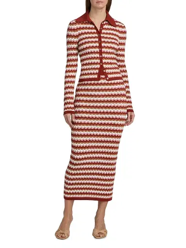 Ronny Kobo Women's Drake Knit Midi-Skirt - Rust Combo | Thumbnail 2