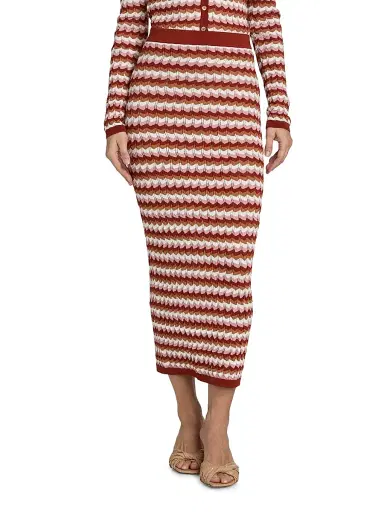 Ronny Kobo Women's Drake Knit Midi-Skirt - Rust Combo | Thumbnail 3