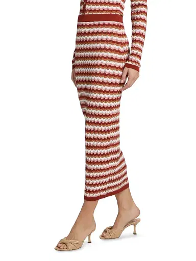 Ronny Kobo Women's Drake Knit Midi-Skirt - Rust Combo | Thumbnail 4