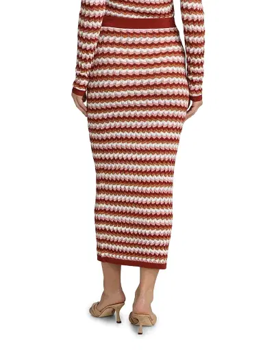 Ronny Kobo Women's Drake Knit Midi-Skirt - Rust Combo | Thumbnail 5