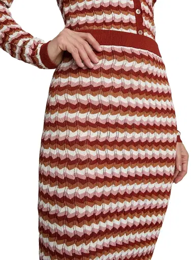 Ronny Kobo Women's Drake Knit Midi-Skirt - Rust Combo | Thumbnail 6