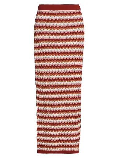 Ronny Kobo Women's Drake Knit Midi-Skirt - Rust Combo | Thumbnail 1