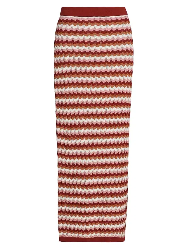 Ronny Kobo Women's Drake Knit Midi-Skirt - Rust Combo