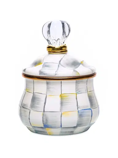 MacKenzie-Childs Sterling Check Enamel Lidded Sugar Bowl | Thumbnail 1 MacKenzie-Childs Sterling Check Enamel Lidded Sugar Bowl | Thumbnail 1