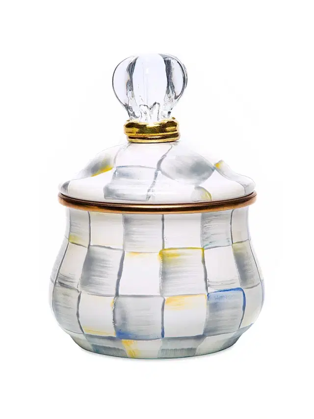 MacKenzie-Childs Sterling Check Enamel Lidded Sugar Bowl