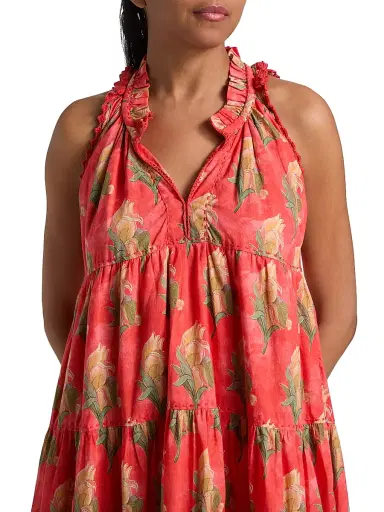 Ro's Garden Women's Sofie Tiered Floral Cotton Minidress - Red - Size Small | Thumbnail 6 Ro's Garden Women's Sofie Tiered Floral Cotton Minidress - Red - Size Small | Thumbnail 6