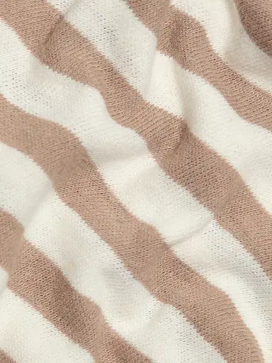 MAJESTIC FILATURES Women's Cotton-Linen Striped Polo Shirt - Coffee Latte - Size Large | Thumbnail 7