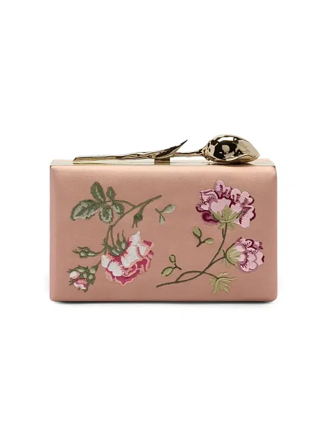 Erdem Women's Bloom Floral-Embroidered Clutch - Bisque