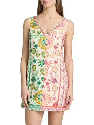Saloni Women's Alba Two-Tone Printed Minidress - Sunrise Border - Size 8 | Thumbnail 3 Saloni Women's Alba Two-Tone Printed Minidress - Sunrise Border - Size 8 | Thumbnail 3