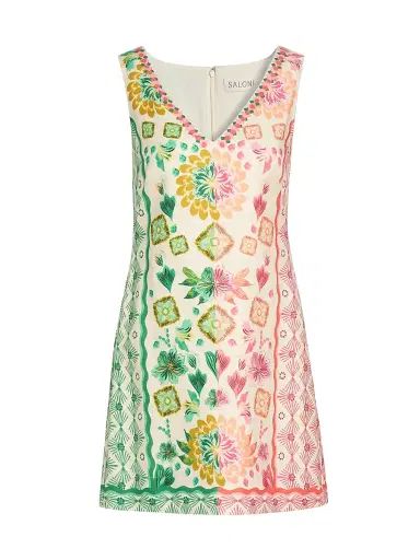 Saloni Women's Alba Two-Tone Printed Minidress - Sunrise Border - Size 8 | Thumbnail 1 Saloni Women's Alba Two-Tone Printed Minidress - Sunrise Border - Size 8 | Thumbnail 1