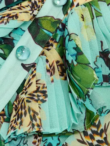 Saloni Women's Susie Floral Ruffled Georgette Minidress - Fiori Mint - Size 12 | Thumbnail 7