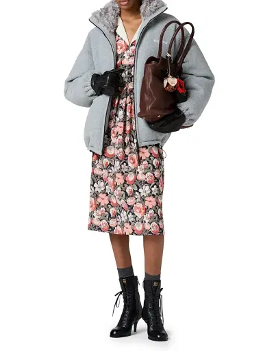 Miu Miu Women's Fleece Down Jacket - Grey - Size 6 | Thumbnail 6 Miu Miu Women's Fleece Down Jacket - Grey - Size 6 | Thumbnail 6
