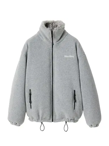 Miu Miu Women's Fleece Down Jacket - Grey - Size 6 | Thumbnail 1 Miu Miu Women's Fleece Down Jacket - Grey - Size 6 | Thumbnail 1