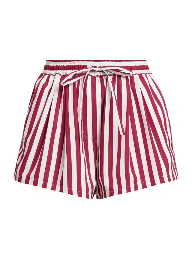 Women's Rigato Stripe Cotton-Silk Drawstring Shorts - Rigato