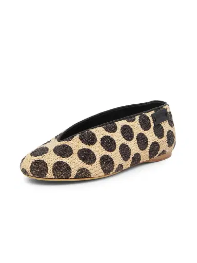 MOSCHINO Women's Printed Raffia Ballerina Flats | Thumbnail 2 MOSCHINO Women's Printed Raffia Ballerina Flats | Thumbnail 2