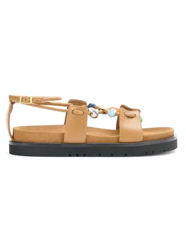 Loewe Women's x Paula's Ibiza Pebble Beads Fussbett Leather Sandals - Camel - Size 11 | Thumbnail 1