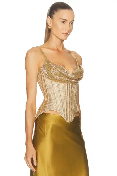 Wiederhoeft Salon Beaded Lame Corset Top | Thumbnail 2
