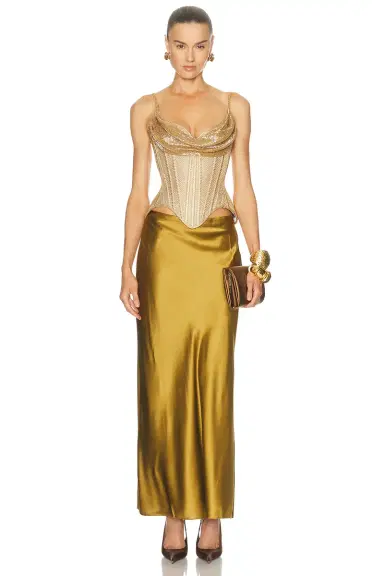 Wiederhoeft Salon Beaded Lame Corset Top | Thumbnail 4