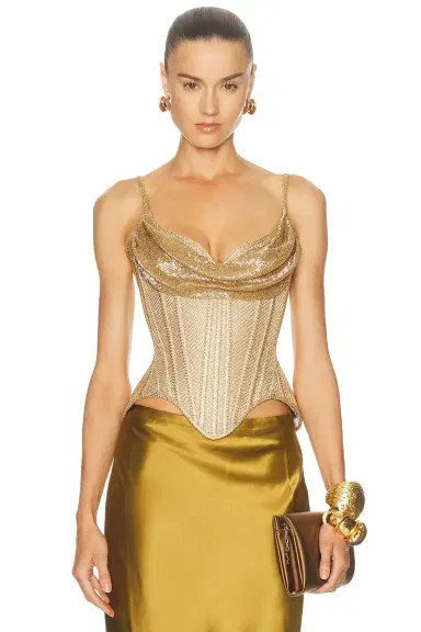 Wiederhoeft Salon Beaded Lame Corset Top | Thumbnail 1