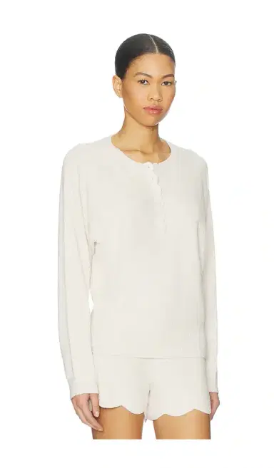 Barefoot Dreams CozyChic Ultra Lite Scallop Dolman Henley Top | Thumbnail 2