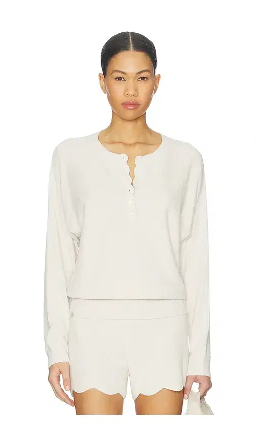 Barefoot Dreams CozyChic Ultra Lite Scallop Dolman Henley Top