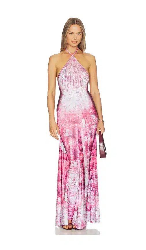 Di Petsa Shell Halter Neck Long Dress