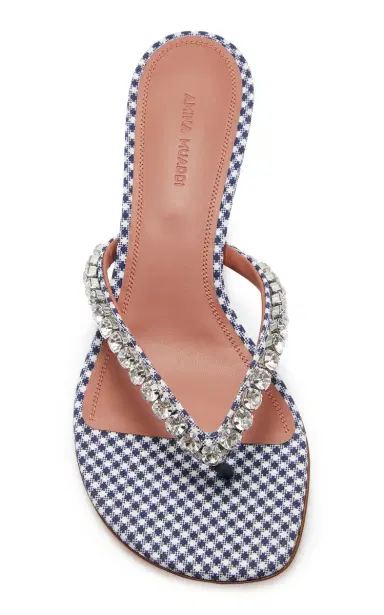 Amina Muaddi Gigi Crystal Gingham Thong Sandals | Thumbnail 3 Amina Muaddi Gigi Crystal Gingham Thong Sandals | Thumbnail 3