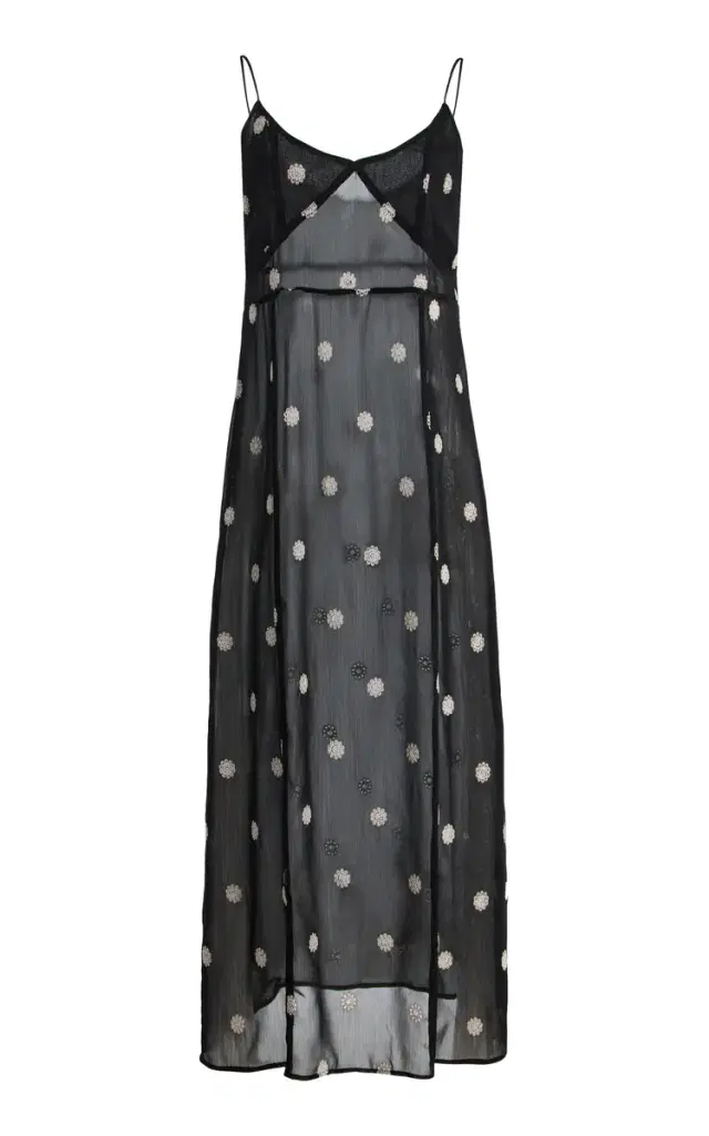 ELCE Elle Embroidered Chiffon Maxi Dress