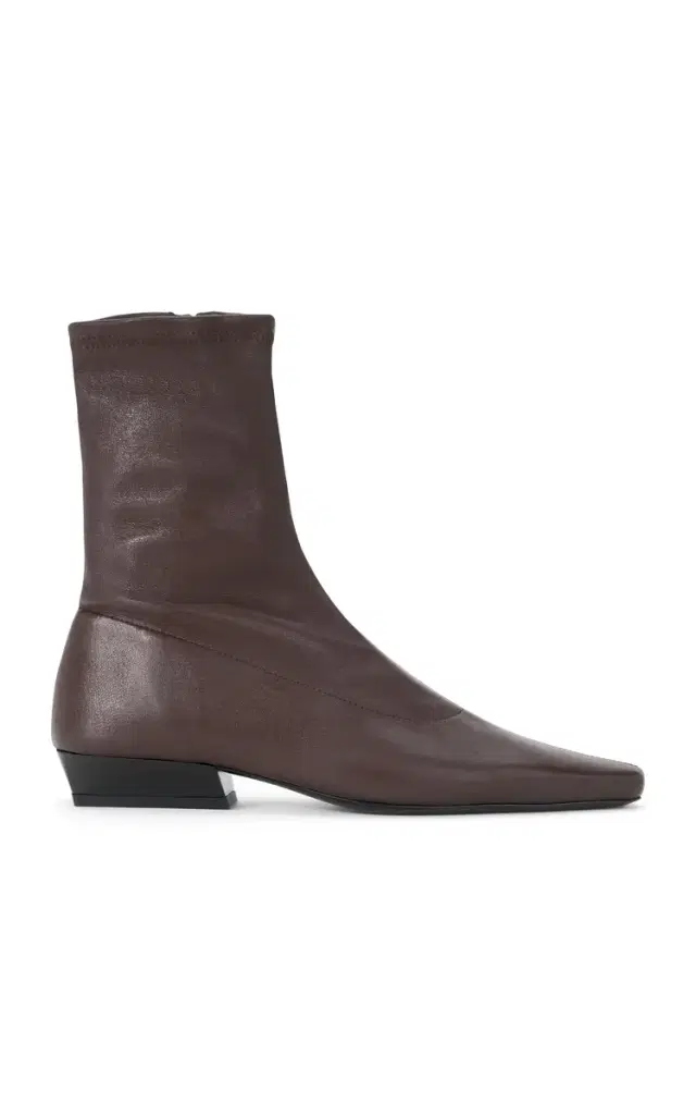 STAUD Wally Flat Leather Ankle Boots