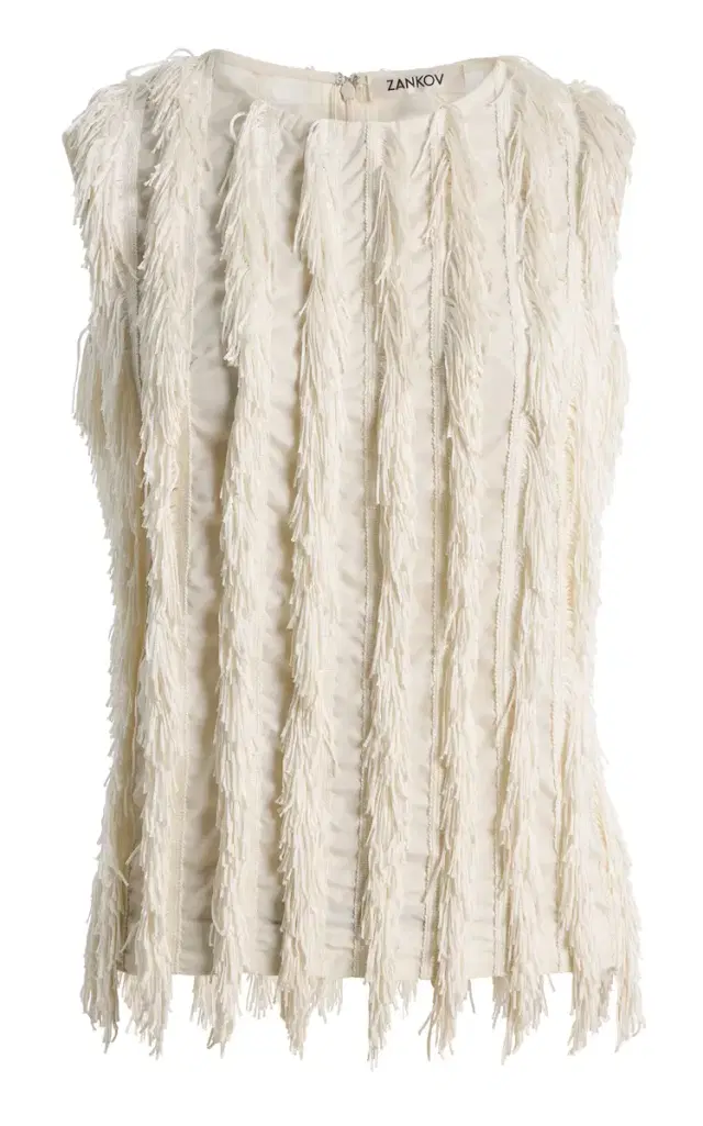 Zankov Leah Fringed Silk Top
