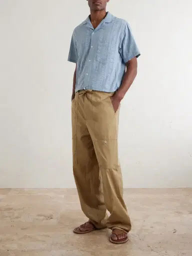 Portuguese Flannel Prana Camp-Collar Striped Cotton Shirt - Men | Thumbnail 2 Portuguese Flannel Prana Camp-Collar Striped Cotton Shirt - Men | Thumbnail 2