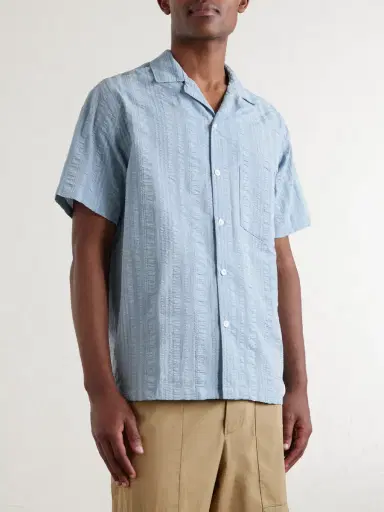 Portuguese Flannel Prana Camp-Collar Striped Cotton Shirt - Men | Thumbnail 3 Portuguese Flannel Prana Camp-Collar Striped Cotton Shirt - Men | Thumbnail 3