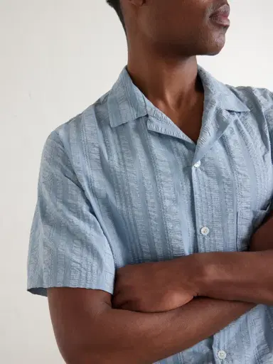 Portuguese Flannel Prana Camp-Collar Striped Cotton Shirt - Men | Thumbnail 5 Portuguese Flannel Prana Camp-Collar Striped Cotton Shirt - Men | Thumbnail 5