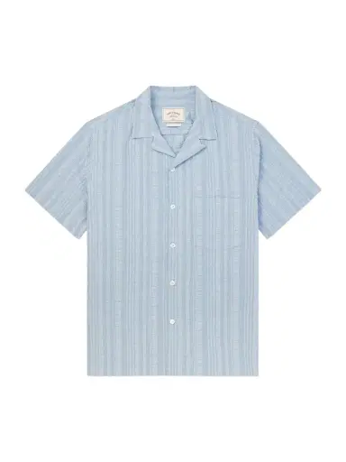 Portuguese Flannel Prana Camp-Collar Striped Cotton Shirt - Men | Thumbnail 1 Portuguese Flannel Prana Camp-Collar Striped Cotton Shirt - Men | Thumbnail 1