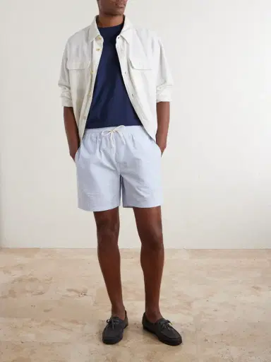 Portuguese Flannel Atlantico Straight-Leg Cotton-Seersucker Shorts - Men | Thumbnail 2 Portuguese Flannel Atlantico Straight-Leg Cotton-Seersucker Shorts - Men | Thumbnail 2