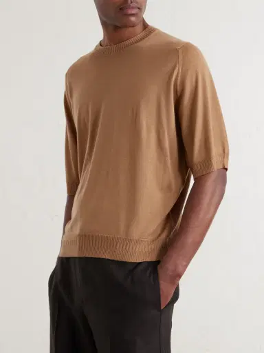 John Smedley Bill Nighy Knitted Merino Wool T-Shirt - Men | Thumbnail 3