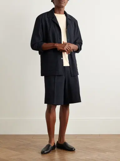 Stòffa Pleated Wool-Seersucker Shorts - Men | Thumbnail 2