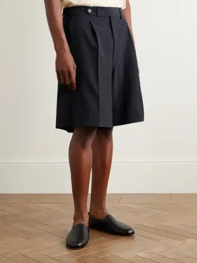 Stòffa Pleated Wool-Seersucker Shorts - Men | Thumbnail 3