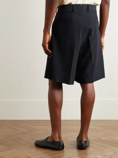 Stòffa Pleated Wool-Seersucker Shorts - Men | Thumbnail 4