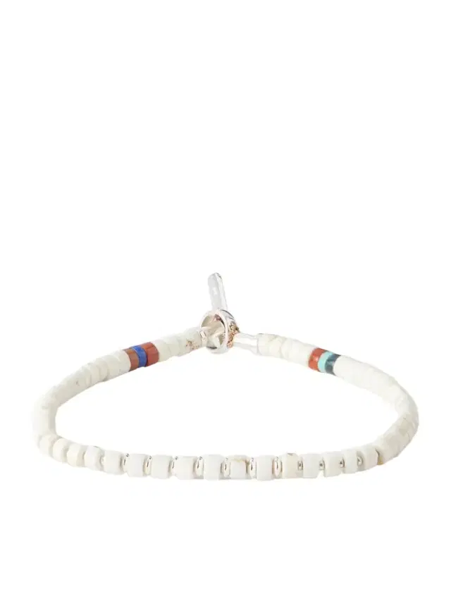 Mikia Sterling Silver Magnesite Beaded Bracelet - Men