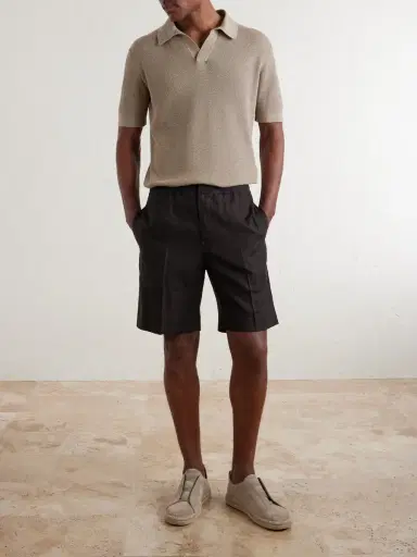 Zegna Oasi Straight-Leg Linen Shorts - Men | Thumbnail 2