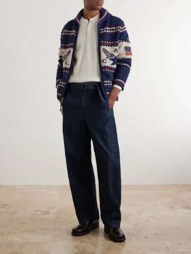 RRL Shawl-Collar Cotton, Wool and Linen-Blend Jacquard Cardigan - Men | Thumbnail 2 RRL Shawl-Collar Cotton, Wool and Linen-Blend Jacquard Cardigan - Men | Thumbnail 2