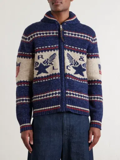 RRL Shawl-Collar Cotton, Wool and Linen-Blend Jacquard Cardigan - Men | Thumbnail 3 RRL Shawl-Collar Cotton, Wool and Linen-Blend Jacquard Cardigan - Men | Thumbnail 3