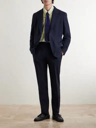 Drake's Straight-Leg Pleated Virgin Wool Suit Trousers - Men | Thumbnail 2 Drake's Straight-Leg Pleated Virgin Wool Suit Trousers - Men | Thumbnail 2