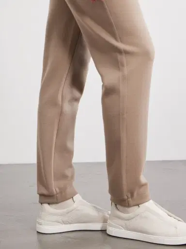 Zegna Straight-Leg Honeycomb-Knit Cotton, Wool and Silk-Blend Sweatpants - Men | Thumbnail 5