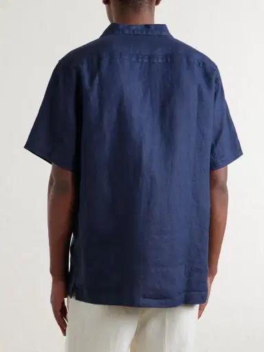 MR P. Camp-Collar Embroidered Pintucked Linen Shirt - Men | Thumbnail 4