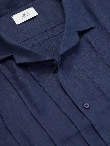 MR P. Camp-Collar Embroidered Pintucked Linen Shirt - Men | Thumbnail 6