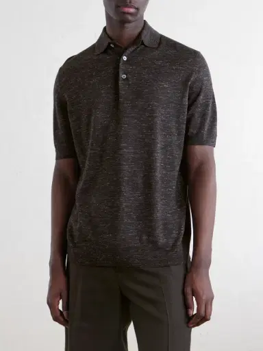 Zegna Silk, Cashmere and Linen-Blend Polo Shirt - Men | Thumbnail 3