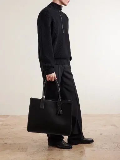 Tom Ford East-West Leather-Trimmed Cotton-Canvas Tote Bag - Men | Thumbnail 2 Tom Ford East-West Leather-Trimmed Cotton-Canvas Tote Bag - Men | Thumbnail 2